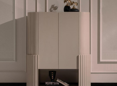 Barschrank Schrank Holzschrank Holz Bar Beige Getränke Wohnzimmer